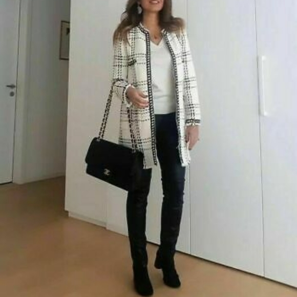 Zara Jackets & Blazers - 🛑Sold🛑Zar Tweed checked plaid boucle coat jacket